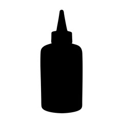 Black silhouette of a squeeze bottle with a tapered dispensing tip