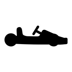 Silhouette of a simple toy car with a steering wheel design