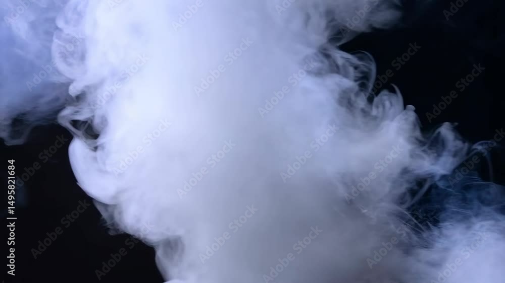 Poster ethereal white smoke slowly billowing across a black background creating a visually stunning effect 