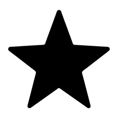 Simple black star illustration with rounded corners, isolated on white background