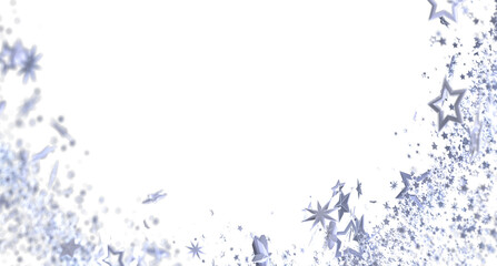 Fototapeta premium Elegant silver stars burst across a white background. Perfect for holidays, celebrations, and more!