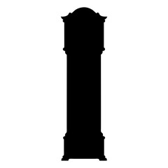 Grandfather clock silhouette on a white background showcases vintage timekeeping