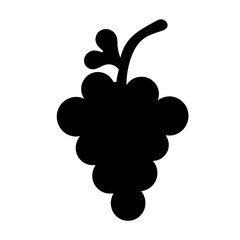 A striking silhouette of a luscious bunch of grapes against a white background