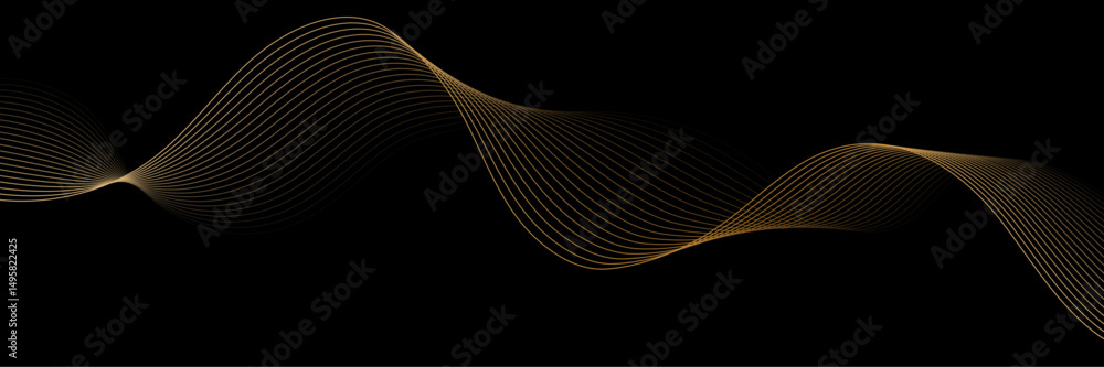 Aufkleber abstract golden linear background. flowing particles future technology concept abstract gradient and