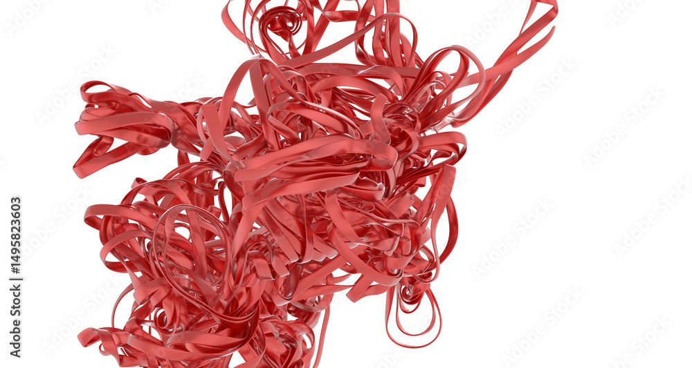 Aufkleber 3d render of red ribbons in chaotic swirl. perfect for abstract backgrounds, modern designs, and art