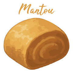 mantou dimsum chinese food in watercolor illustration style, isolated vector on white background