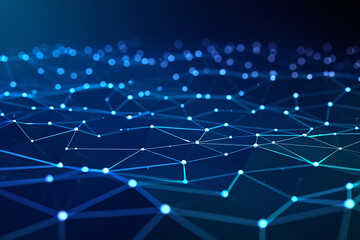 Obraz premium technology network connection on blue background