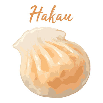 hakau har gow dimsum in watercolor illustration style, isolated vector on white background