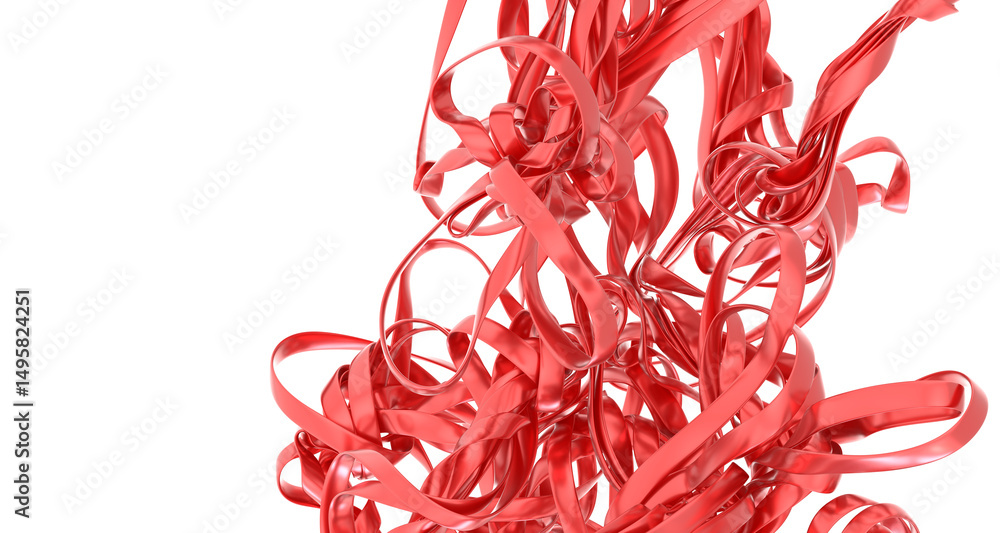 Poster high-resolution image of swirling red ribbons. perfect for backgrounds, textures, and abstract desig