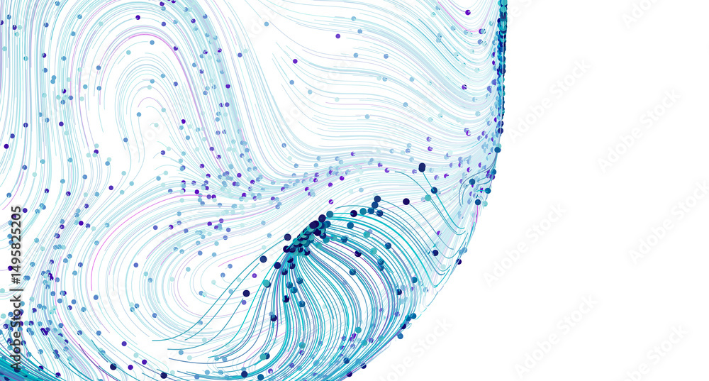 Aufkleber Abstract background with flowing lines and data points. Perfect for technology, AI, and network concepts.