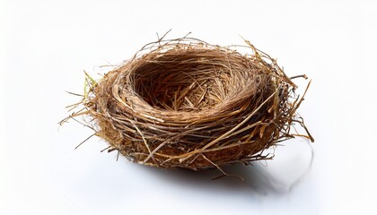 Obraz premium a birds nest isolated on white background concept of object nature for designer