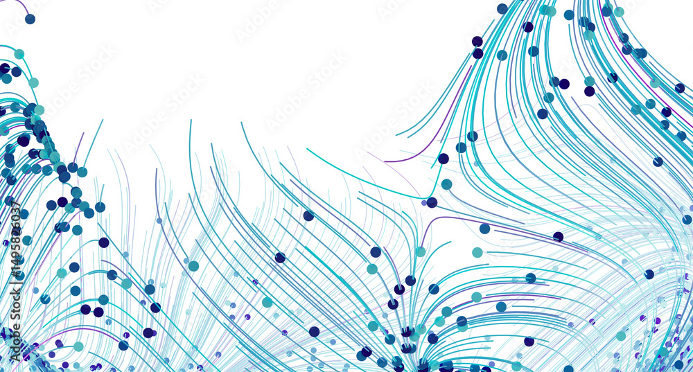 Leinwandbilder abstract background with teal wave lines and dots. perfect for tech, design, and modern concepts.