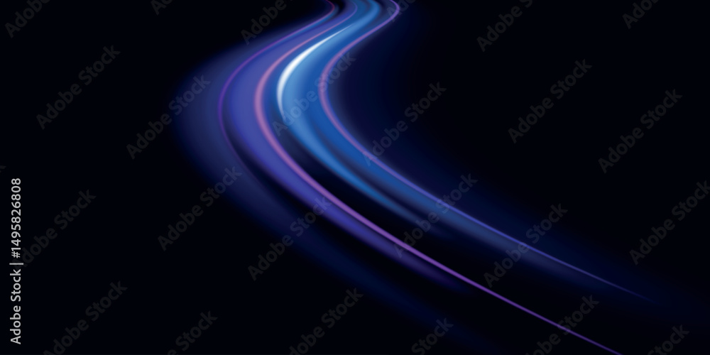 Poster neon color glowing lines background, high-speed light trails effect. modern abstract high-speed ligh