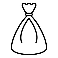 Dust bag line art icon on white background.