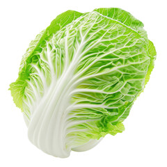 Fresh green cabbage with intricate leaf patterns displayed on a white background