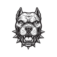 Obraz premium Hand drawn angry pitbull head silhouette vector illustration on an isolated background