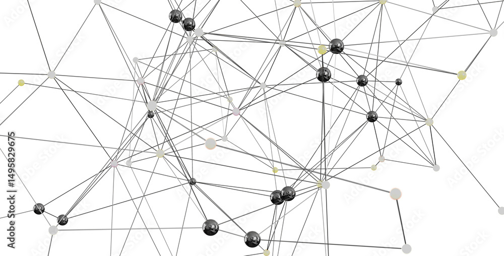 Aufkleber Complex network visualization,nodes and lines illustrate connections and relationships.