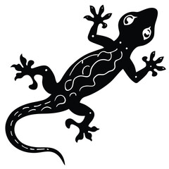 Stylized Black and White Gecko Illustration