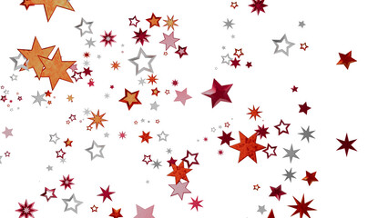 Beautiful image of red and silver stars on white background. Perfect for holidays and celebrations.