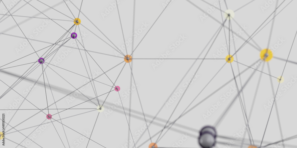 Poster Stock photo of an abstract network visualization. Ideal for technology, connection, and communication concepts.