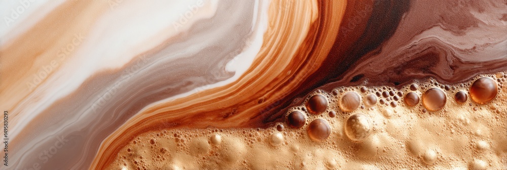 Poster Fluid Dynamics Abstract Copper-Toned Liquid Flow Macro Revealing Organic Texture Patterns - Contemporary Artistic Science Visualization