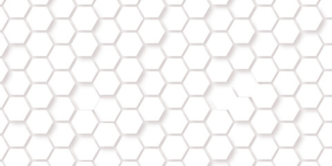Fototapeta premium Abstract seamless honeycomb hexagon background. Geometric texture white gray pattern design. 