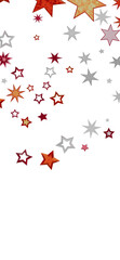 Abstract background with scattered stars in red, orange, and gray. Perfect for holiday or celebration designs.
