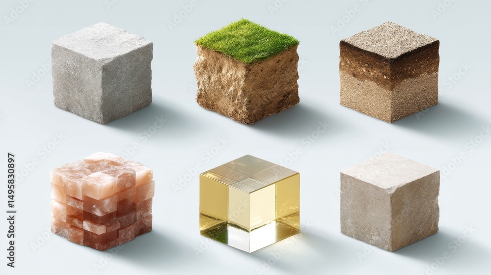 Leinwandbilder dimensional interface design isometric cubic material exploration - innovative spatial visualization