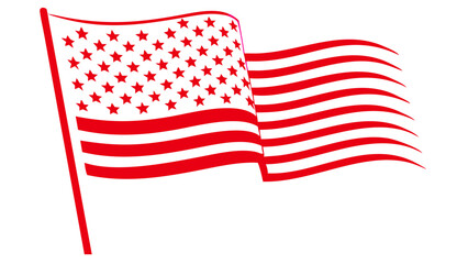 An abstract American flag waving dramatically in bright red a bold patriotic graphic against a black