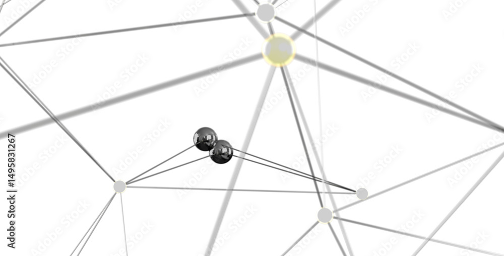 Poster Stock photo of an abstract network connection with nodes and lines. Ideal for technology, connection, and networking concepts.