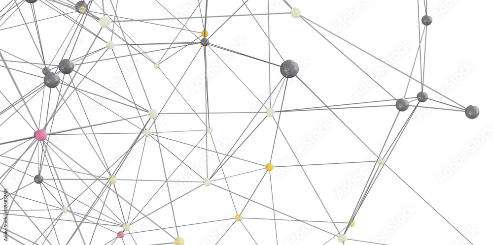 Poster Abstract image depicting interconnected nodes and network relationships. Ideal for tech, data, and connectivity concepts.