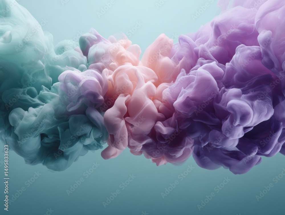 Aufkleber ethereal flow fluid dynamics meets digital aesthetic - soft pastel ink diffusion for mindful brandin