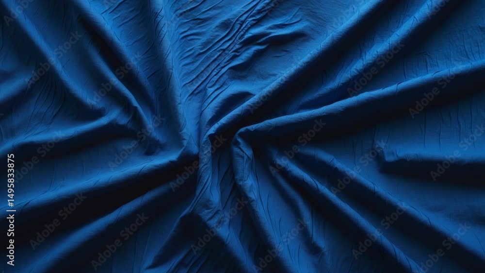 Poster aerial perspective of crumpled and wrinkled textured fabric. abstract backdrop with a continuous pat