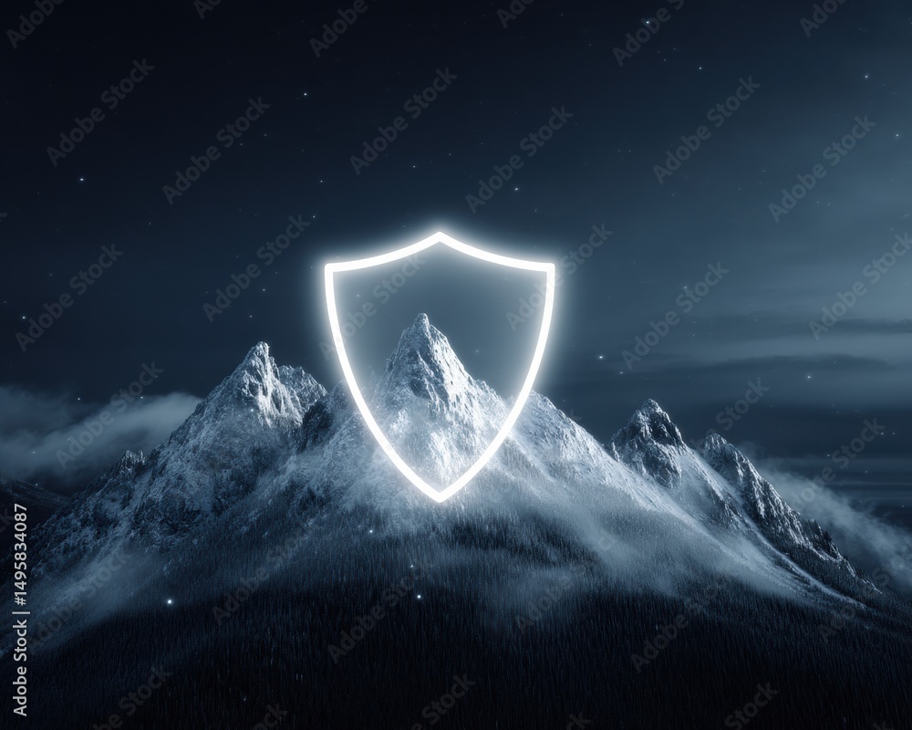 Poster quantum cybersecurity frontier luminescent shield safeguarding digital landscapes with futuristic pr