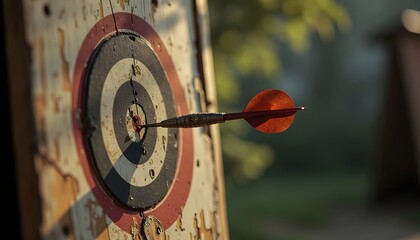 Dart Hitting Bullseye on Target