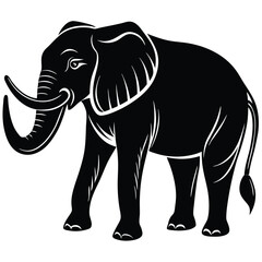Majestic Elephant Silhouette Black and White Animal Illustration