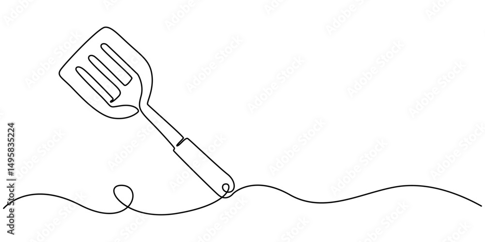 Poster spatula one line drawing, continuous line drawing of spatula. one line of spatula. kitchen tool cont