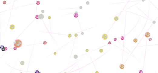 Colorful spheres connected by lines, network, technology, communication.