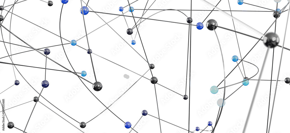 Poster 3D rendering of a complex network.  Ideal for tech, communication, and connection concepts.