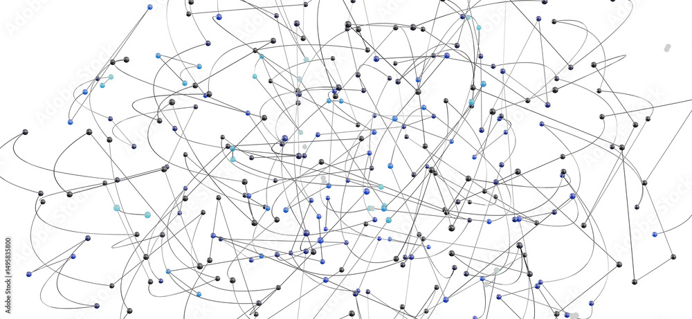 Poster Abstract illustration of a complex network with nodes and connections.