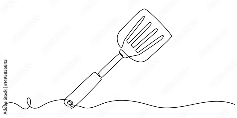 Poster spatula one line drawing, continuous line drawing of spatula. one line of spatula. kitchen tool cont