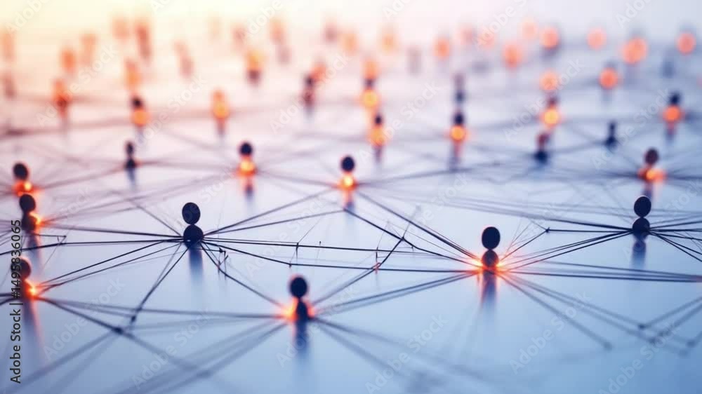 Poster networked connections: a sophisticated digital image representing the interconnectedness of a vast n