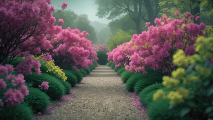 Fototapeta premium Trail in a Garden of Blossoming Azaleas