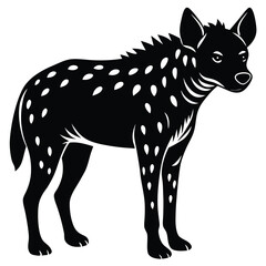 Spotted Hyena Silhouette Black and White Animal Illustration