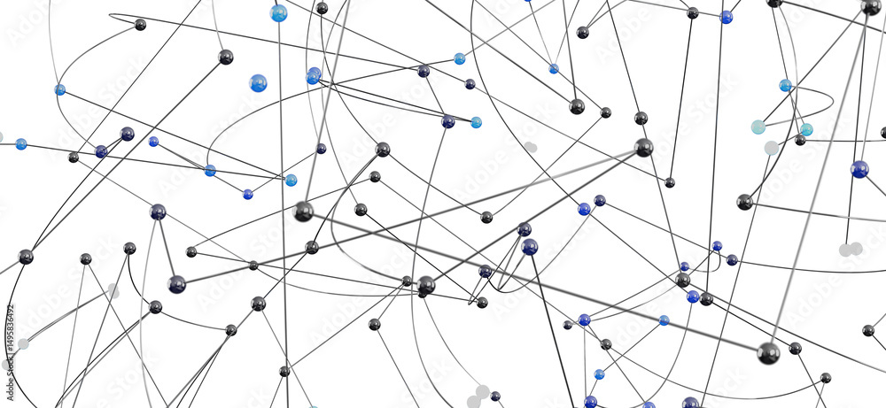 Poster Abstract image of interconnected nodes.  Great for tech, network, and connection concepts.