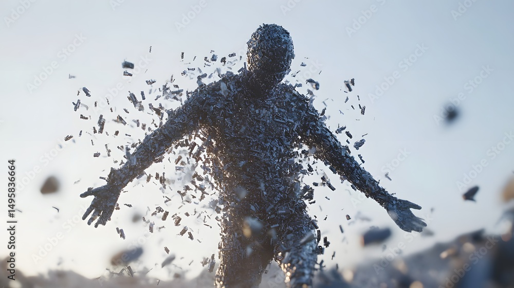 Poster human merging with a swarm of intelligent nanobots