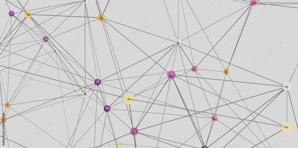 Poster Abstract image depicting interconnected nodes, ideal for network, connection, and technology concepts.
