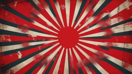 Fototapeta premium Scarlet distressed background with sunburst design