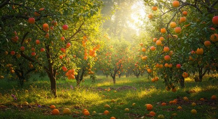 Obraz premium Orange fruit orchard scene
