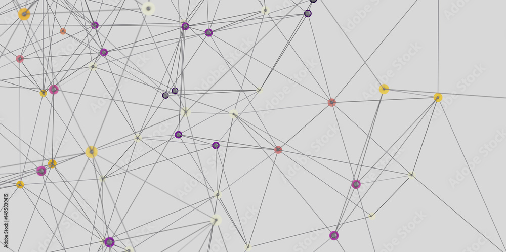 Leinwandbilder Abstract background with connected dots and lines. Network technology concept.